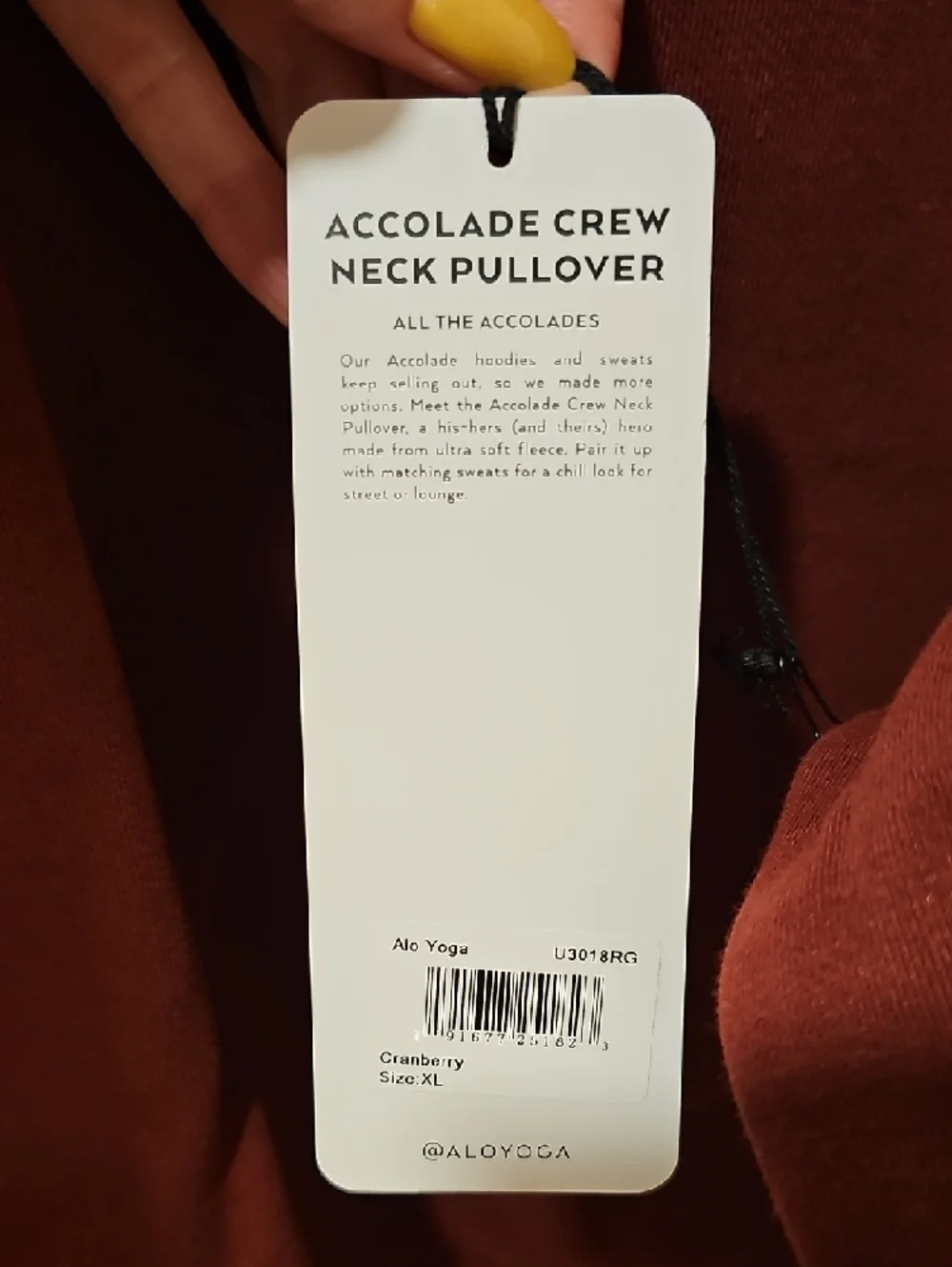ALO Yoga Accolade Crewneck Pullover Sweatshirt In Cranberry; Size XL; NWT - Picture 5 of 9